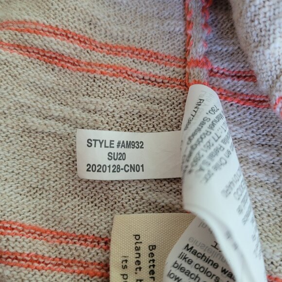 Madewell Bradley Beige Coral Striped Pocket Cardigan Sweater Size Large - Picture 10 of 13
